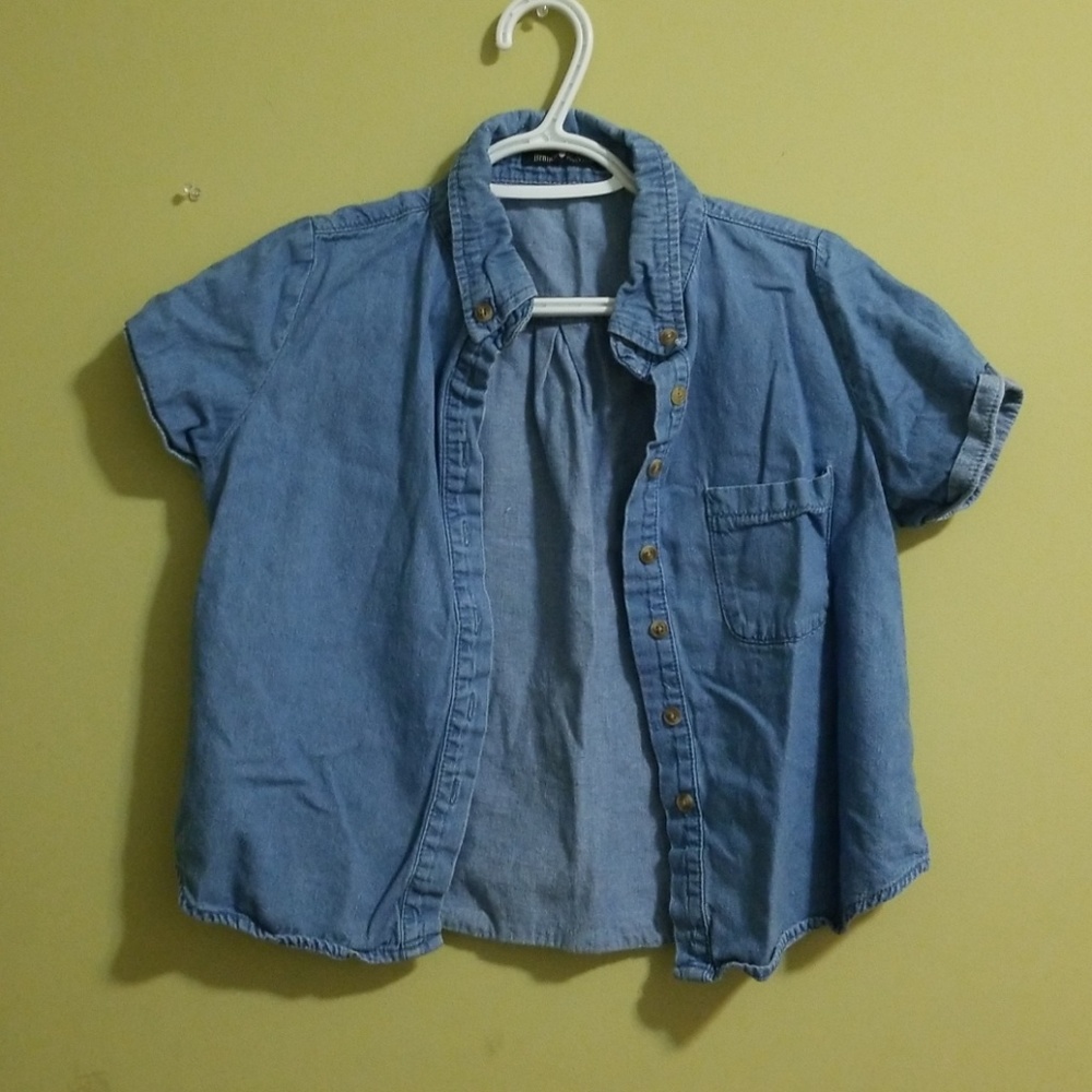 Brandy Melville jean crop button up shirt